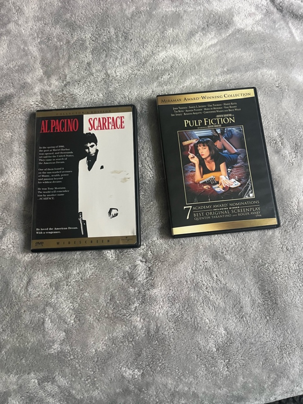 Scarface & Pulp Fiction DVD Set - Black, White, Gold Accents